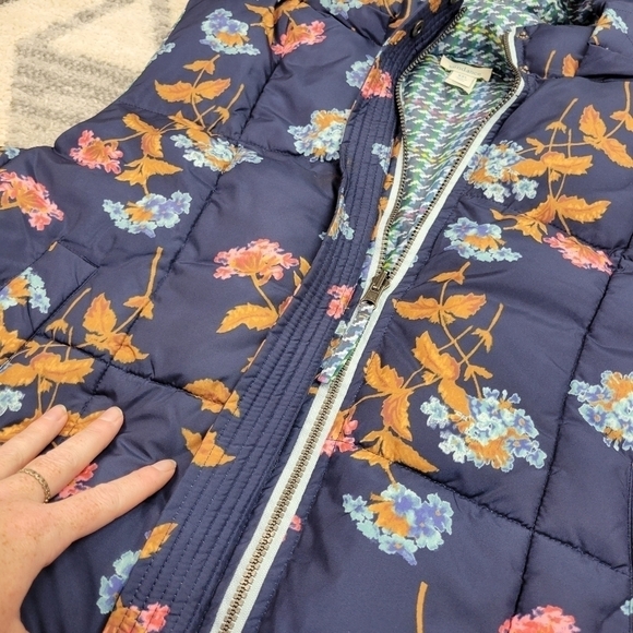 Sundance Tundra Bloom Reversible Vest Navy Blue Floral Puffer Houndstooth XXL - Picture 5 of 12